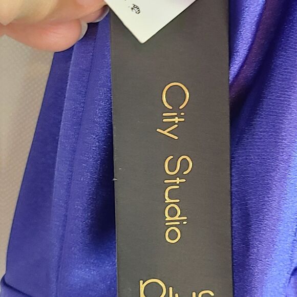 New CITY STUDIOS Wn's (16W) Royal Blue Satin Party Mini Fit & Flare Dress $79 - Picture 8 of 10